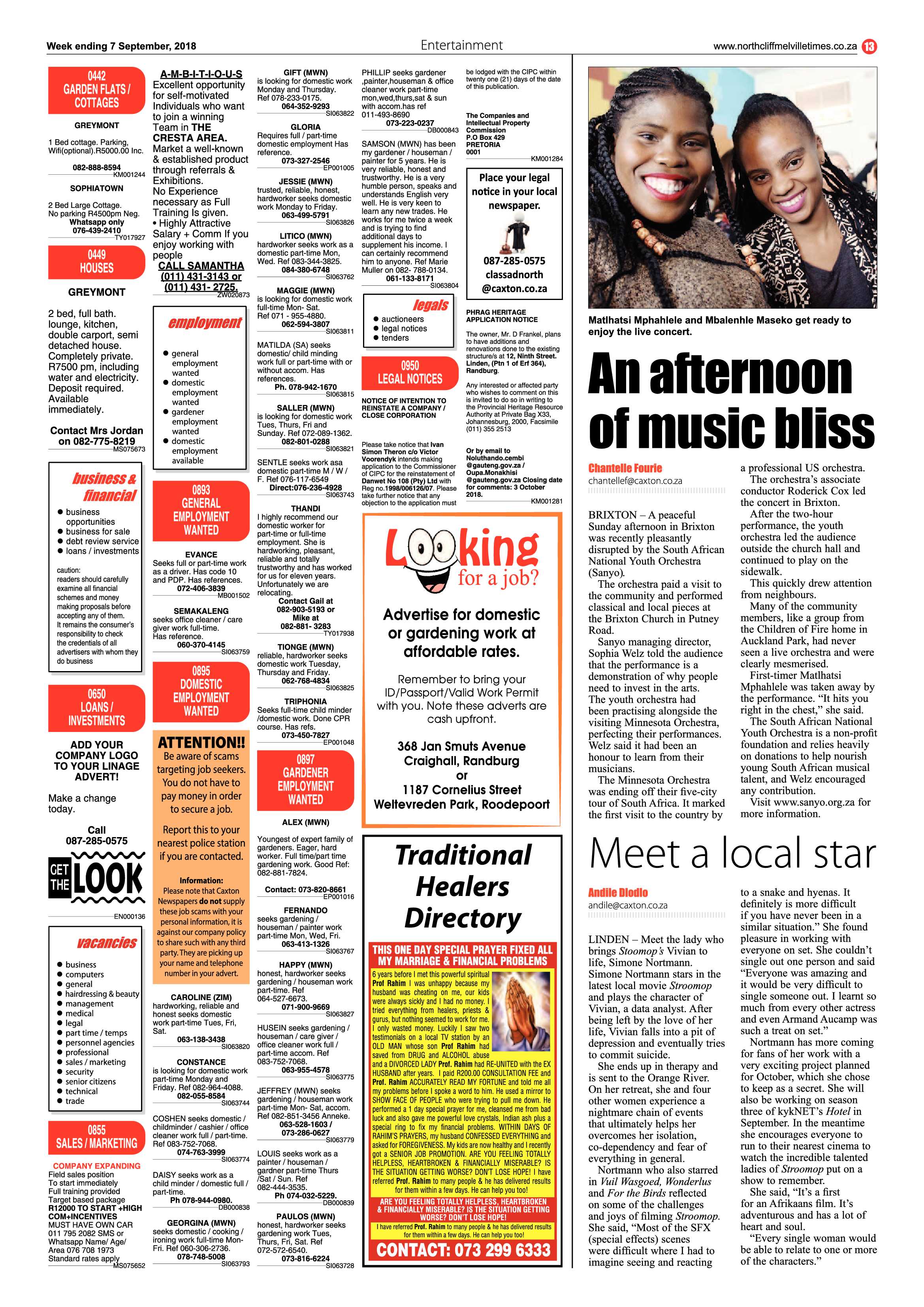 Northcliff Melville Times 7 September 2018 page 13