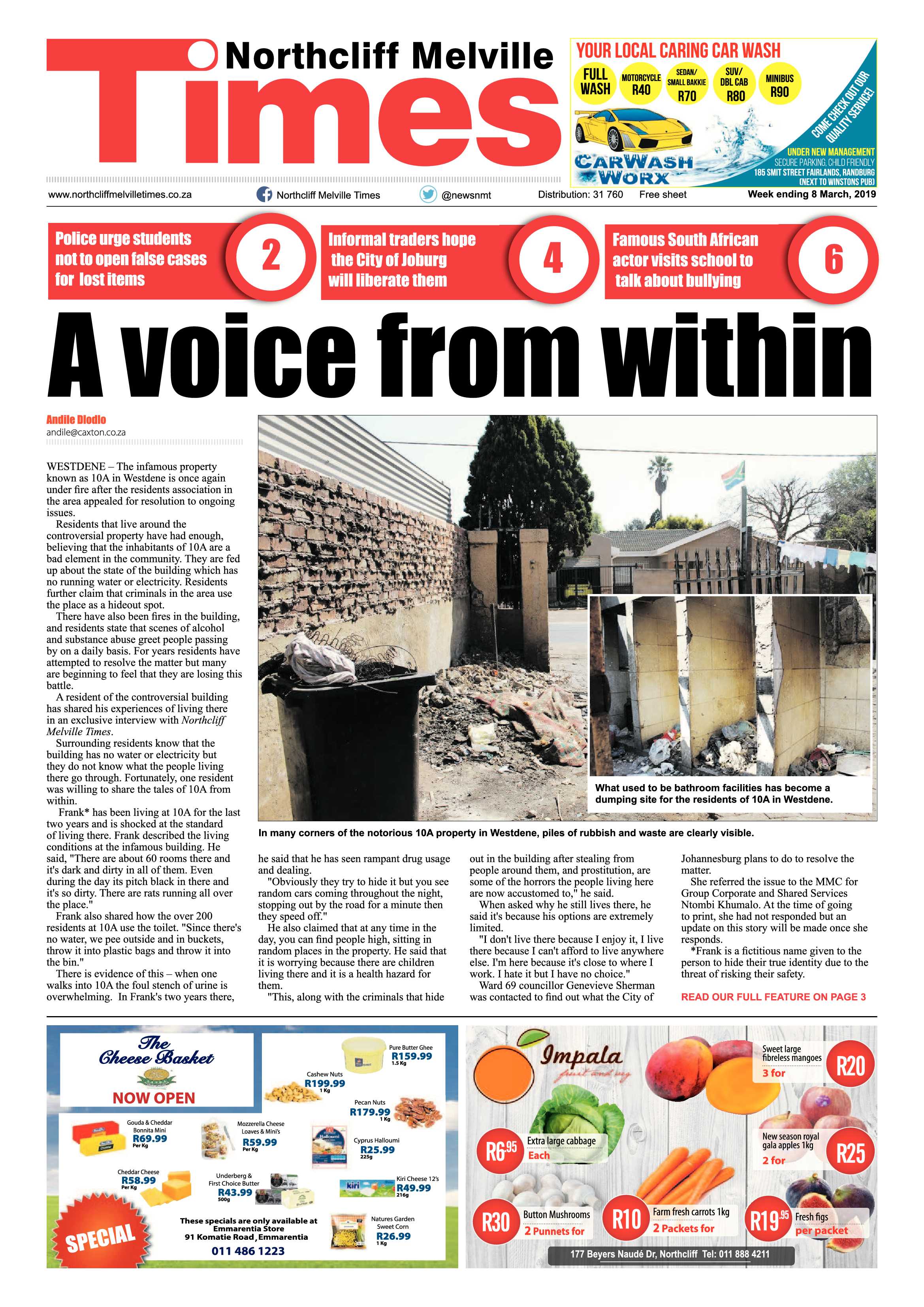 Northcliff Melville Times 8 March, 2019 page 1