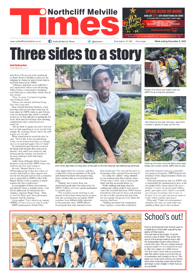 Northcliff Melville Times 9 Dec 2022 page 1