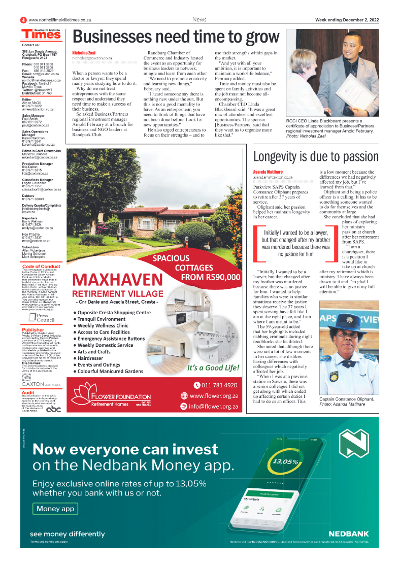 Northcliff Melville Times Dec 2 2022 page 4