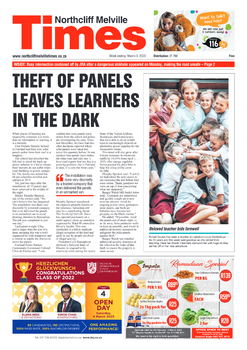 Northcliff Melville Times March 3 2023 page 1