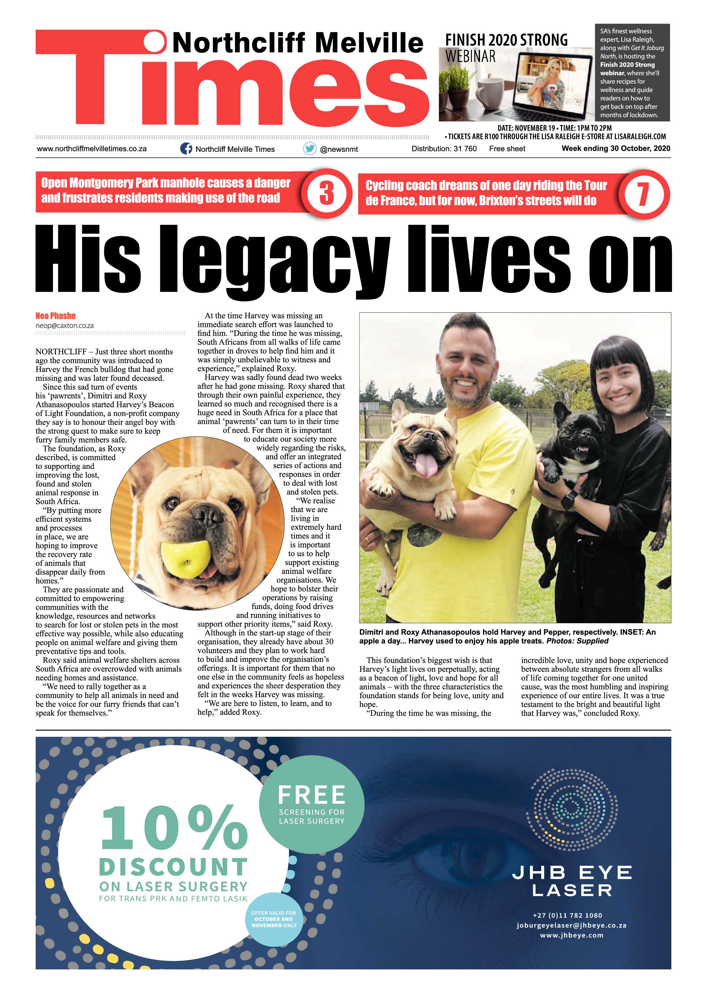 Northcliff Melville Times  30 October 2020 page 1