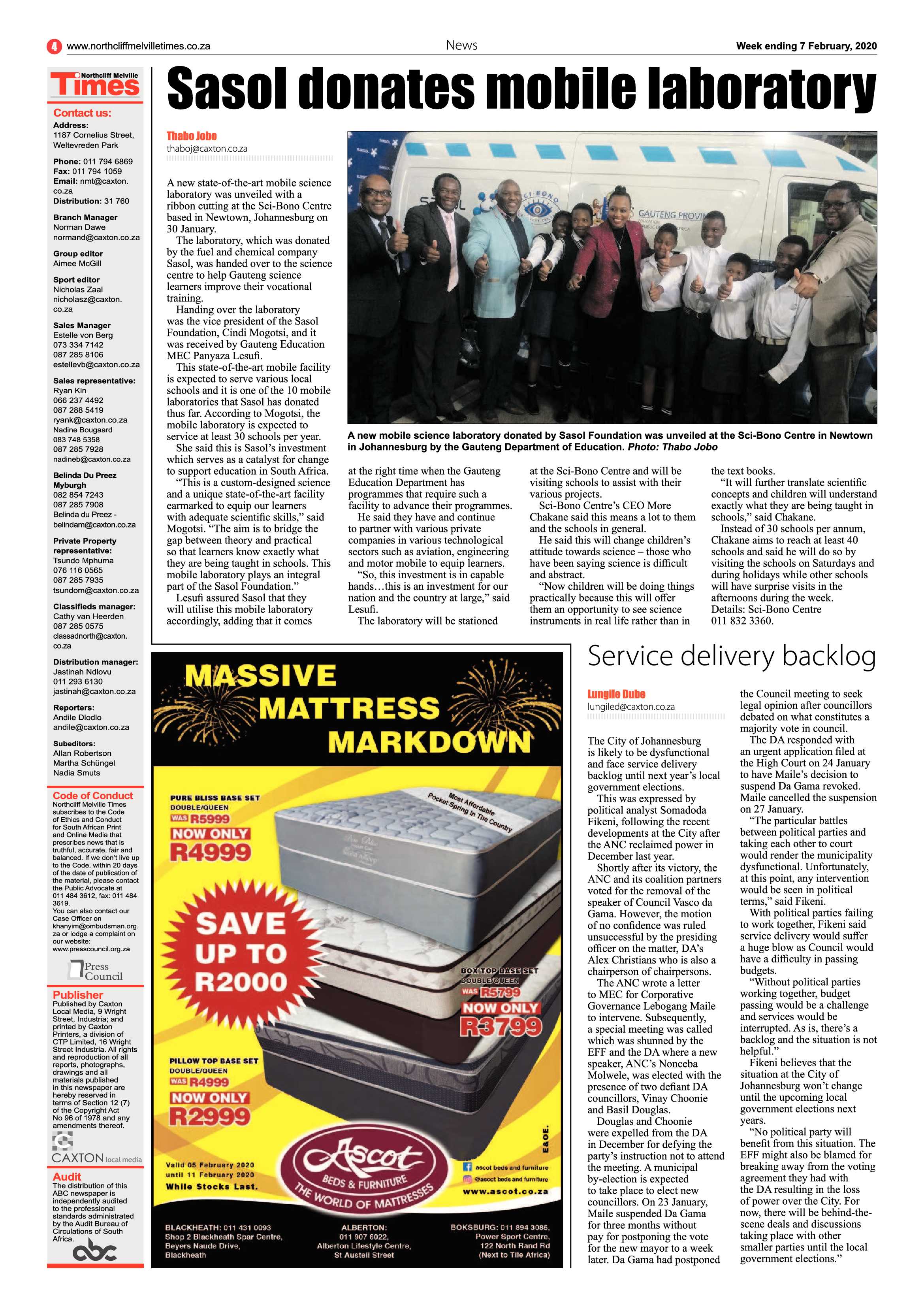 Northcliff Melville Times  7 February 2020 page 4