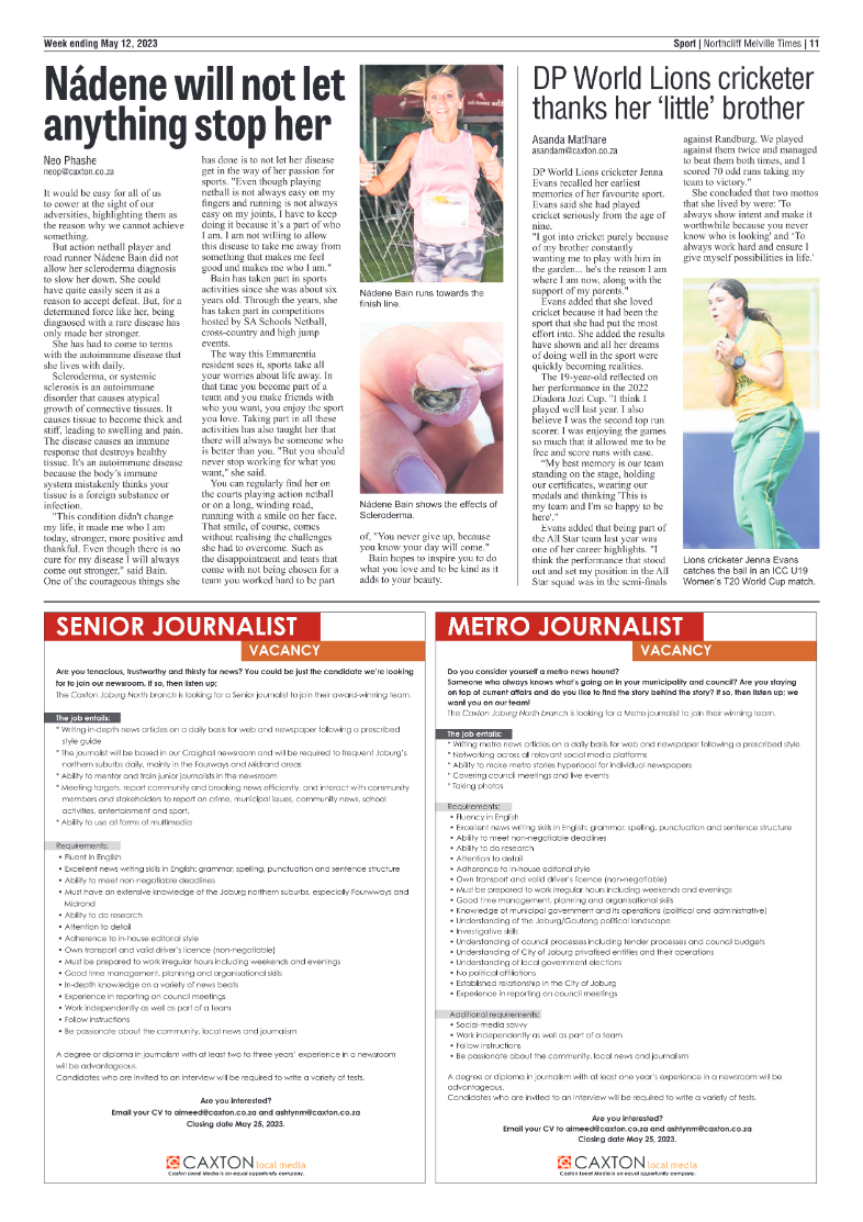 Northcliff Mevlille Times 12 May 2023 page 11
