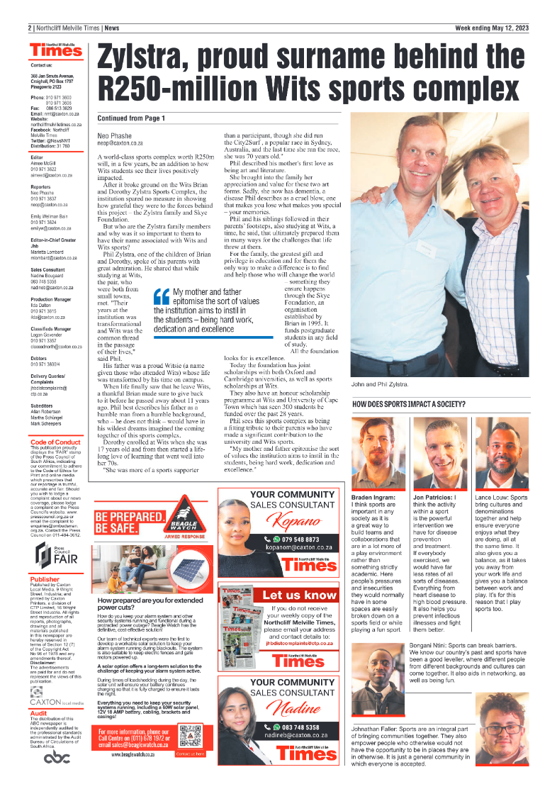 Northcliff Mevlille Times 12 May 2023 page 2