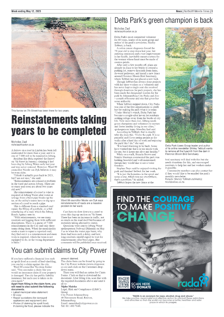 Northcliff Mevlille Times 12 May 2023 page 3