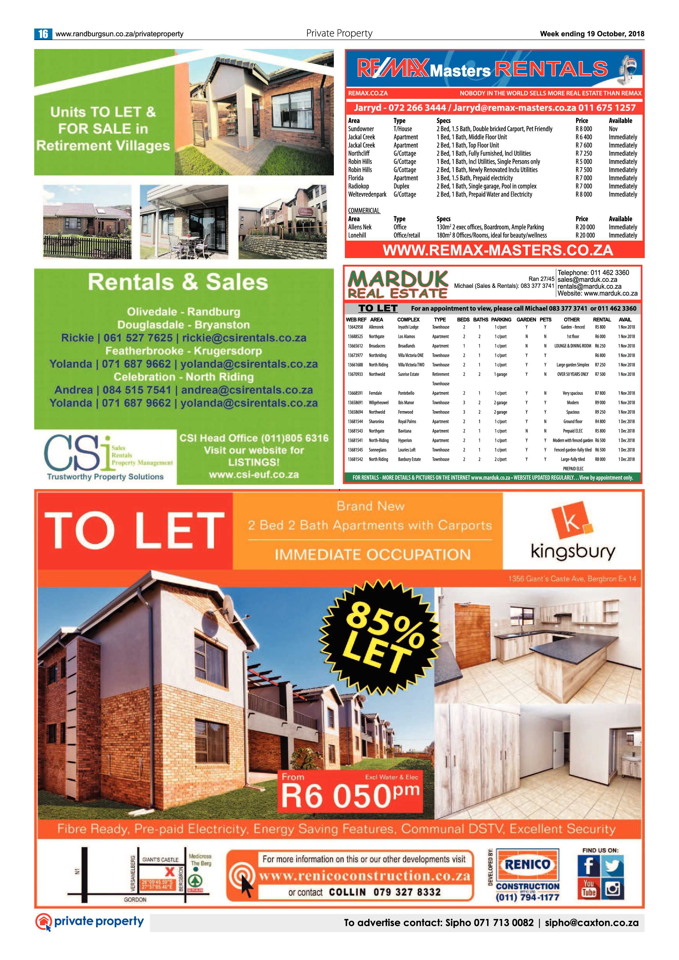 Randburg Sun 19 October 2018 page 16
