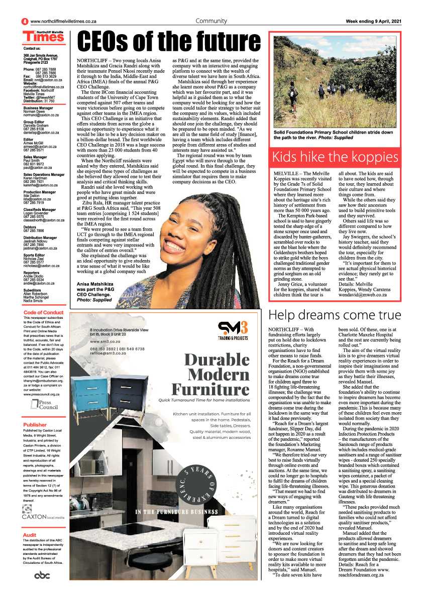 Northcliff Melville Times 09 April 2021 page 4
